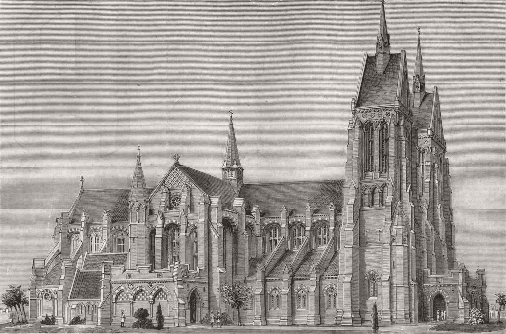 PAKISTAN. The new cathedral, Lahore, India 1880 old antique print picture